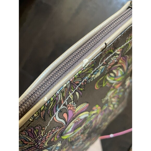 SakRoots Multicolor Bird Floral Crossbody Bag Purse Tan Adjustable Strap Brown - Picture 5 of 16